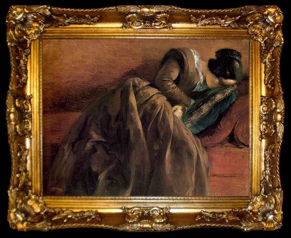 framed  Adolph von Menzel Sister Emily Sleeping, ta009-2